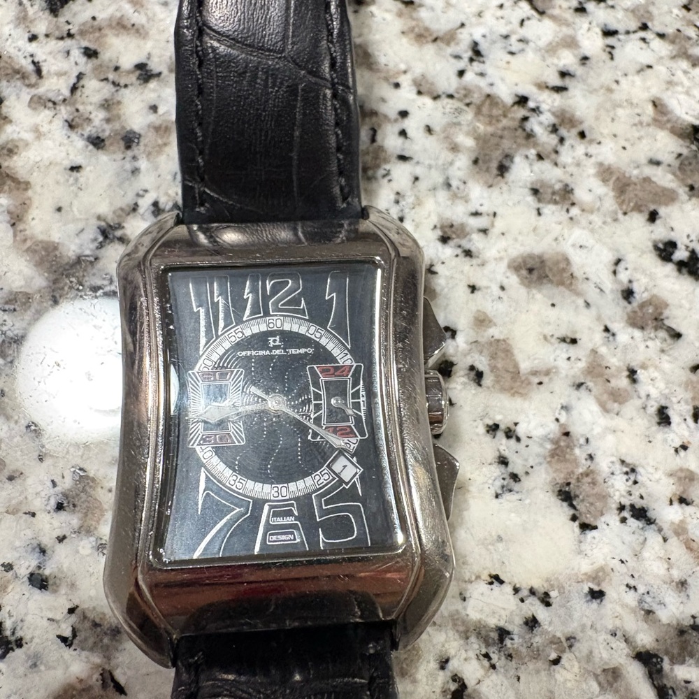 Officina del Tempo Silver Watch with Black band